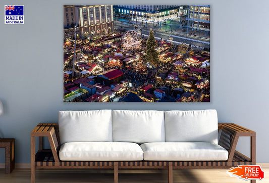 Dresden Christmas Market City Night View Germany Print 100% Australian Made