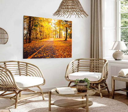 Bella Home Sunny Day in Autumn Park View Print Canvas Ready to hang