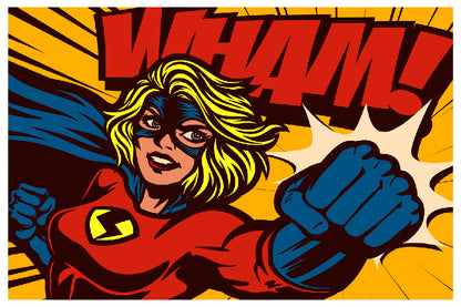 WHAM Quote & Super Girl Illustration Print 100% Australian Made