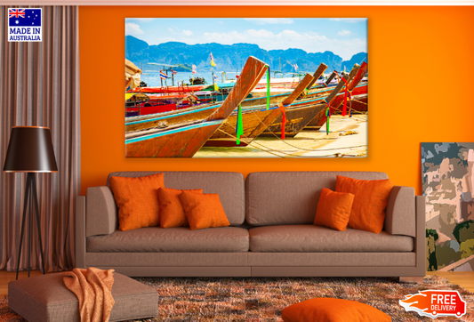 Boat On Shore & Sea View Print 100% Australian Made