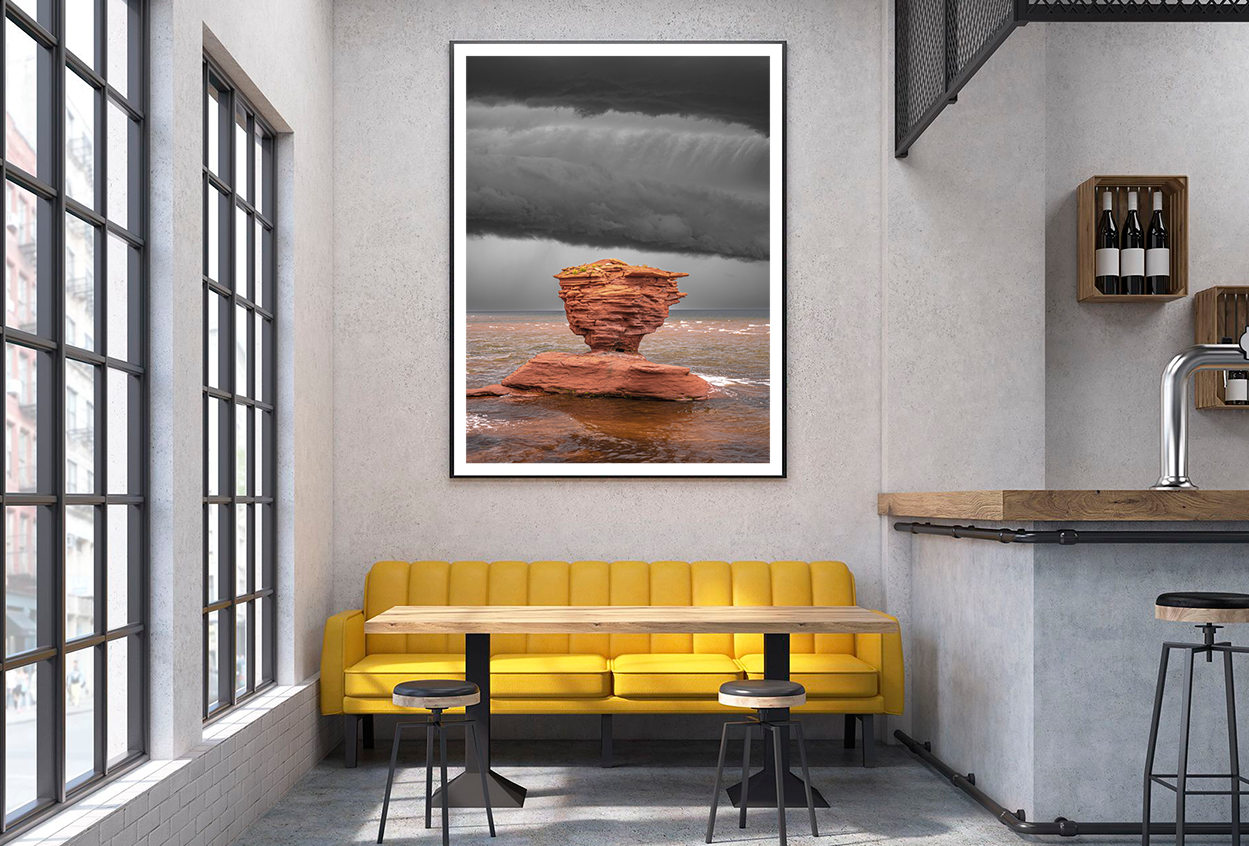 Rock On Sea & B&W Sky View Photograph Home Decor Premium Quality Poster Print Choose Your Sizes