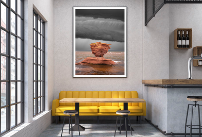 Rock On Sea & B&W Sky View Photograph Home Decor Premium Quality Poster Print Choose Your Sizes