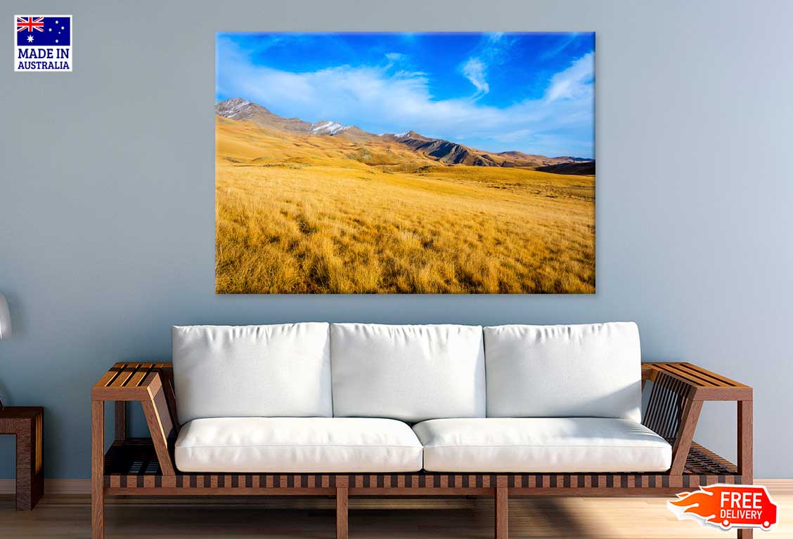 Grass Field Hill Mountain Scenery View Photograph Print 100% Australian Made