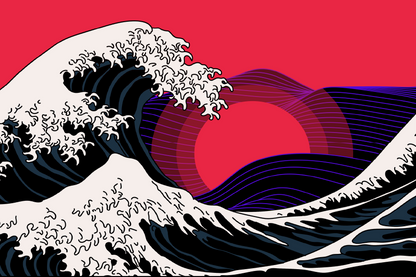 Sea Waves & Sun Illustration Print 100% Australian Made