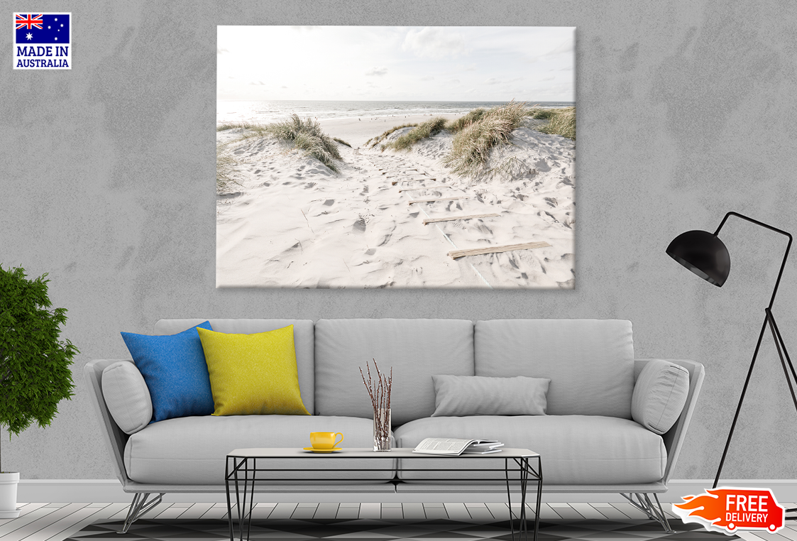 Grass On Sea Shore & Skyline View Print 100% Australian Made