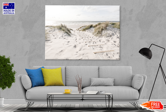 Grass On Sea Shore & Skyline View Print 100% Australian Made