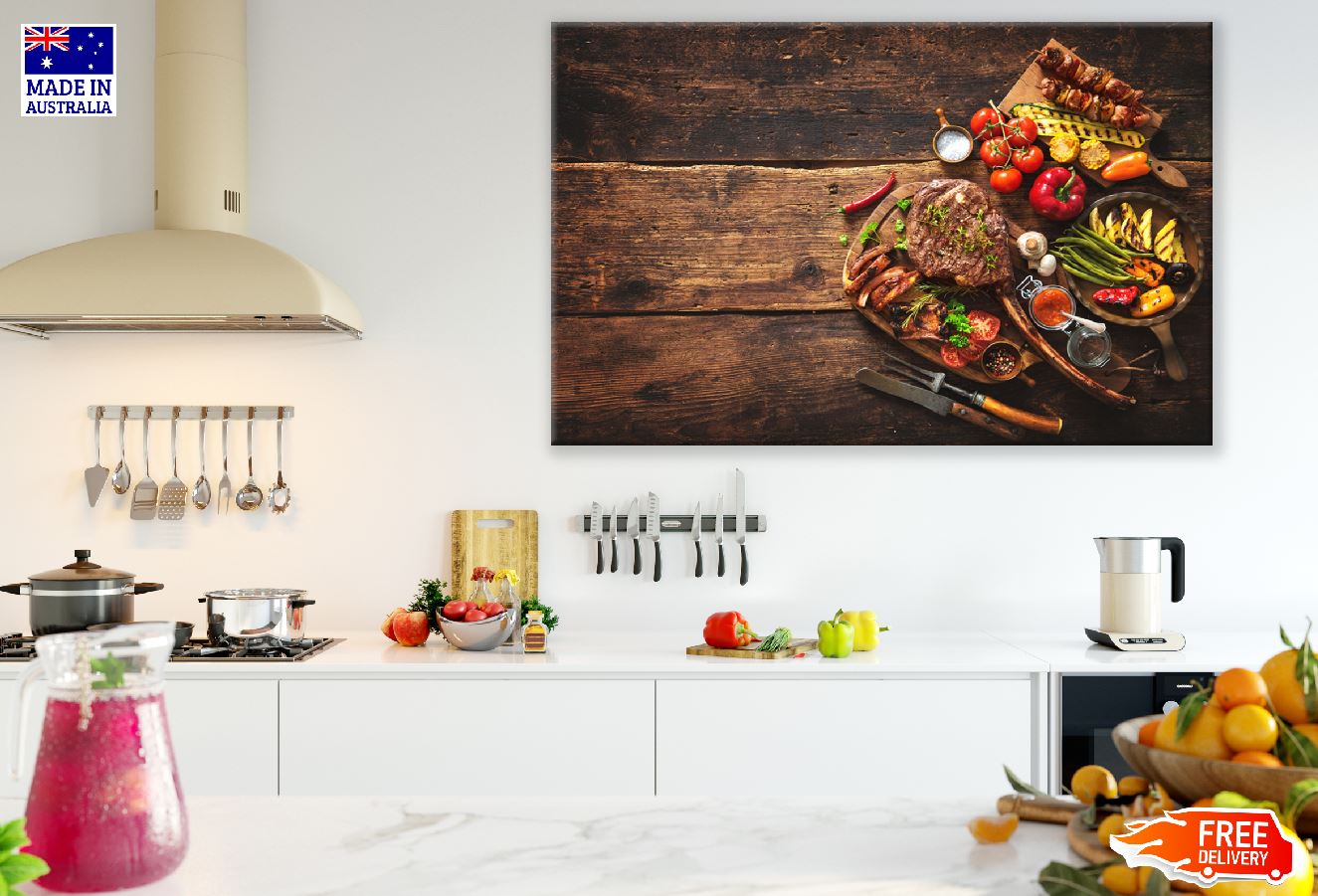 Grilled Meat and Vegetables Photograph Print 100% Australian Made