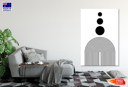 B&W Abstract Lines & Circles Line Art Print 100% Australian Made