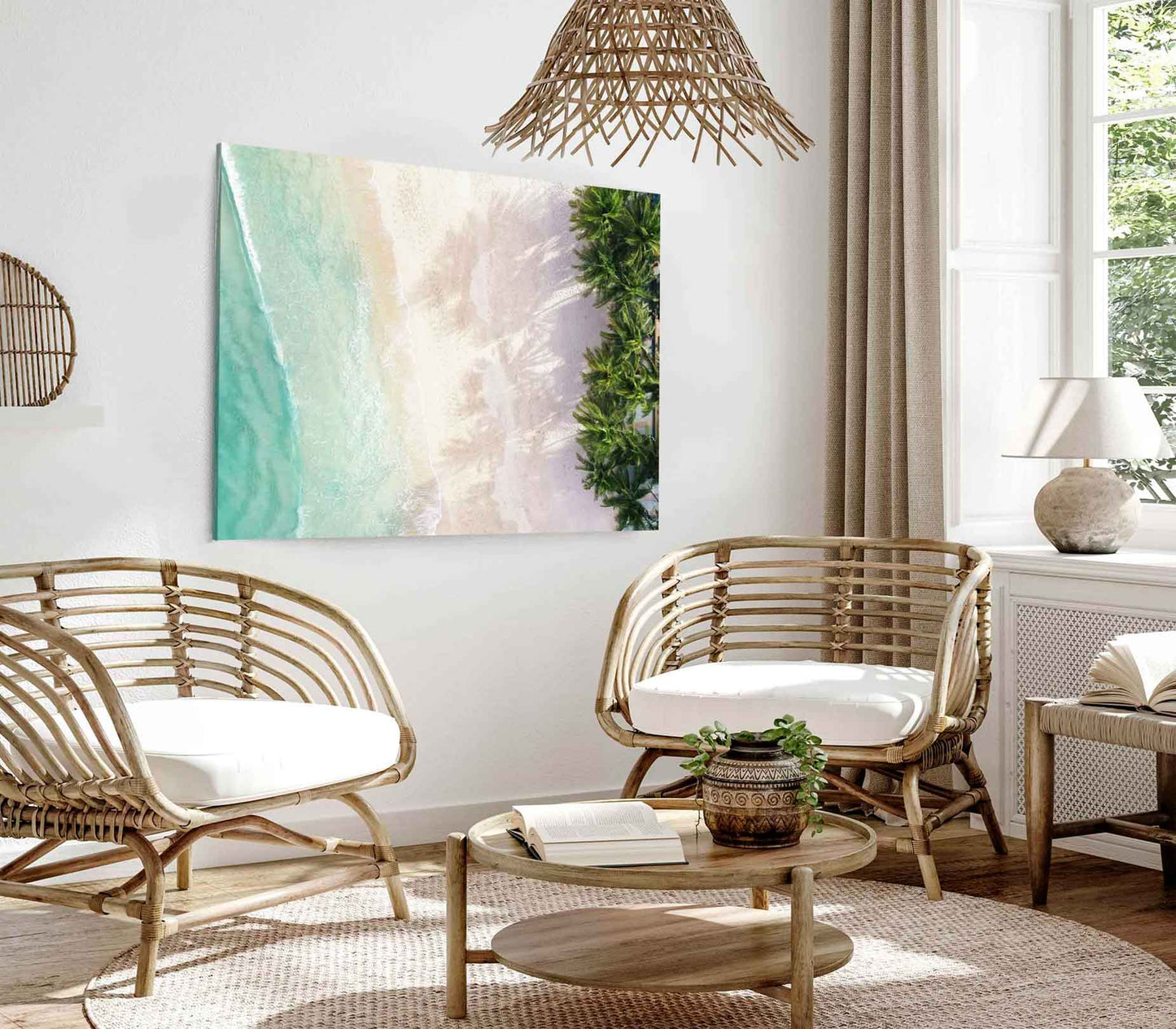 Bella Home Palms Trees & Clear Sea Print Canvas Ready to hang