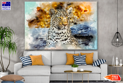 Leopard Face Portrait Painting Print 100% Australian Made