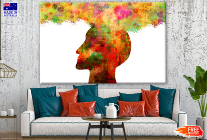 Human Head & Abstract Colourful Design Watercolour Painting Print 100% Australian Made