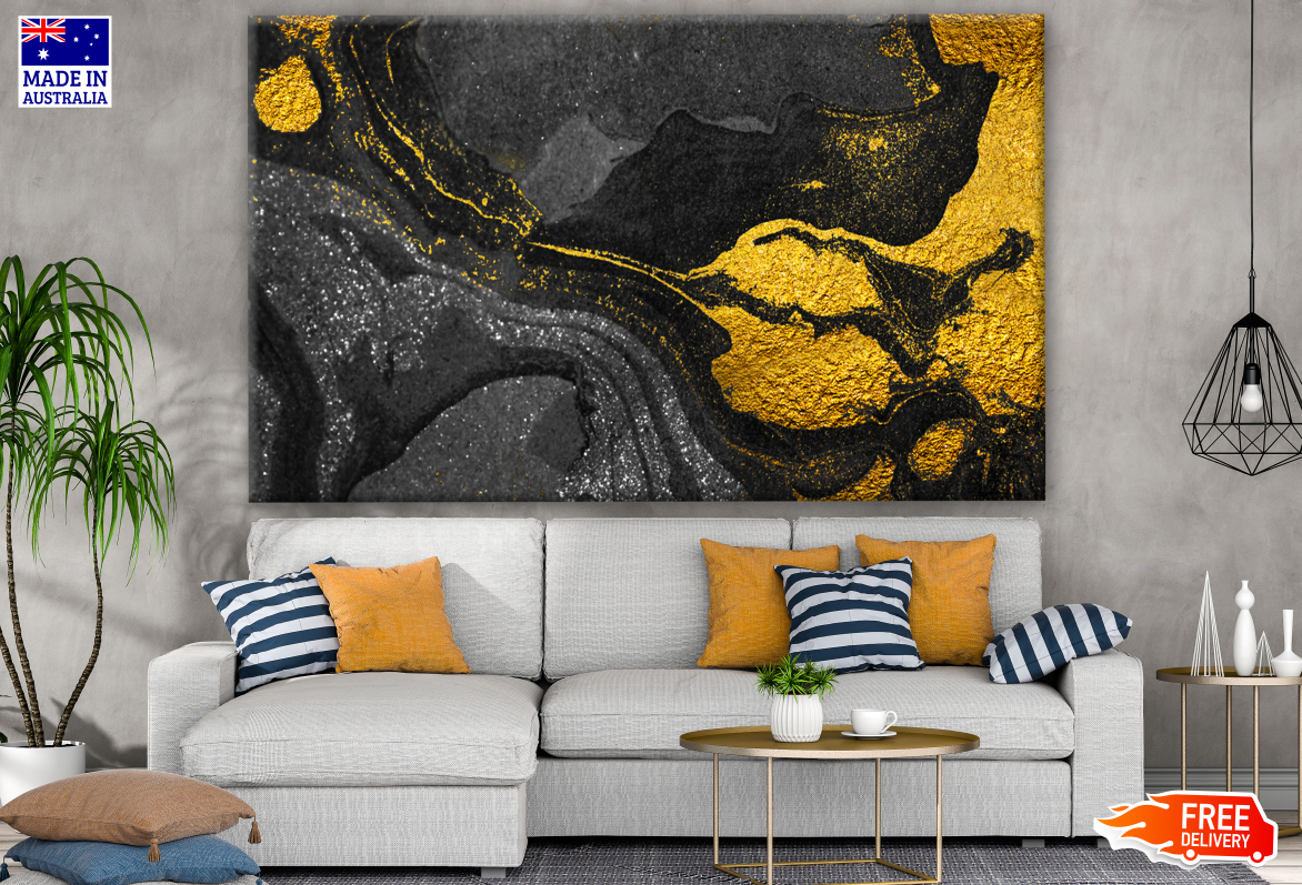 Gold & Black Abstract Design Print 100% Australian Made