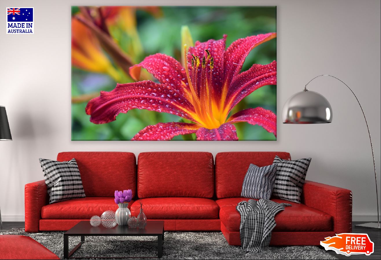 Red Lilly Flower Closeup Photograph Print 100% Australian Made