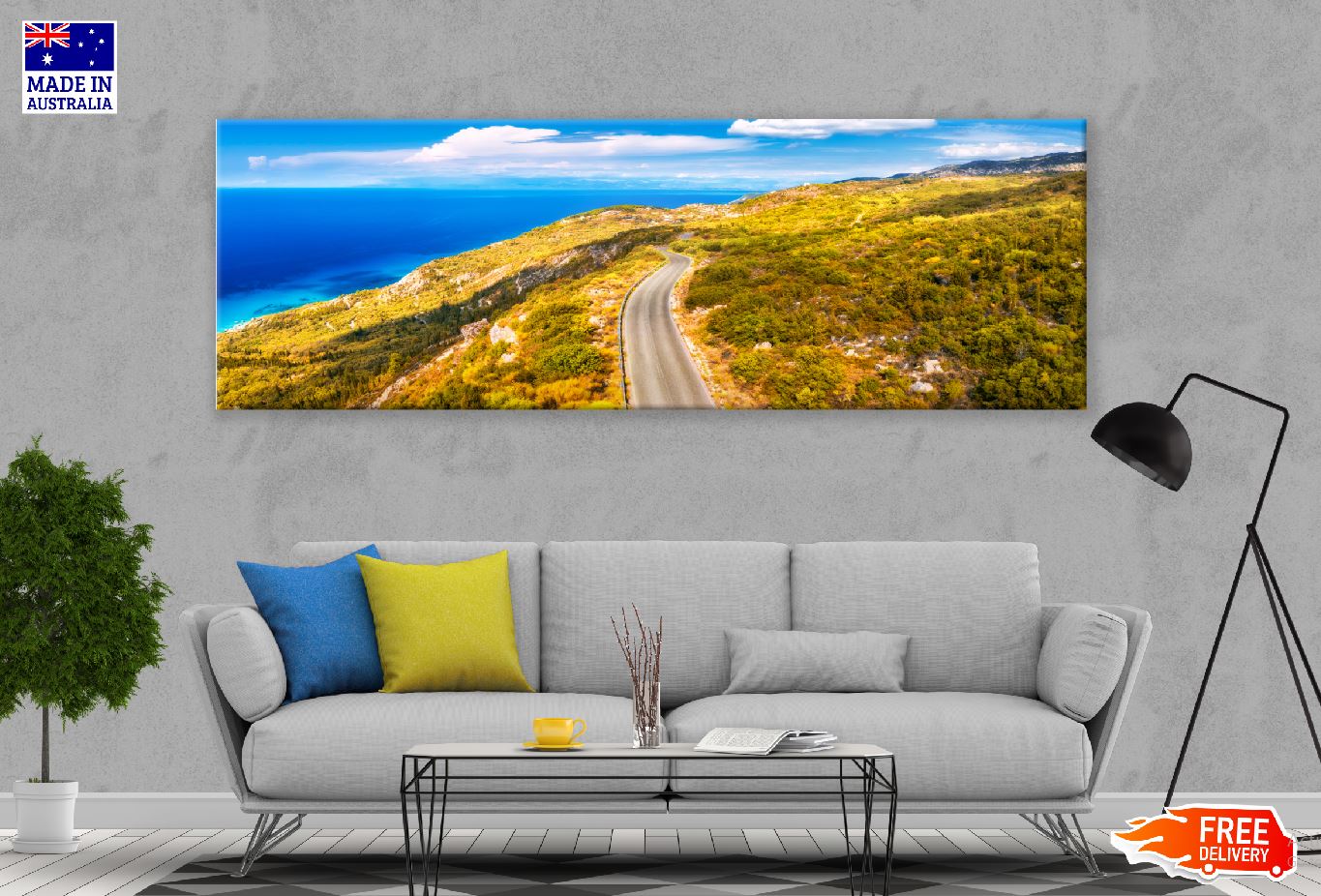 Panoramic Canvas Road Mountain Hill View Photograph High Quality 100% Australian Made Wall Canvas Print Ready to Hang