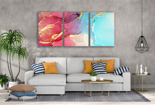 3 Set of Colorful Abstract Design High Quality Print 100% Australian Made Wall Canvas Ready to Hang