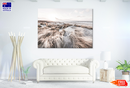 Grass On Sea Shore & Skyline View Print 100% Australian Made