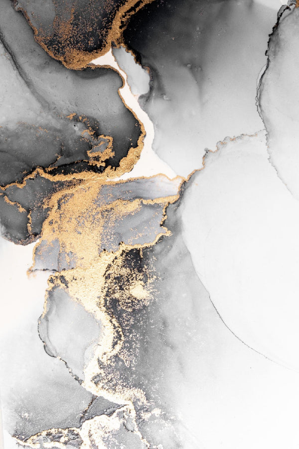 Black Grey & Gold Splash Abstract Design Print 100% Australian Made