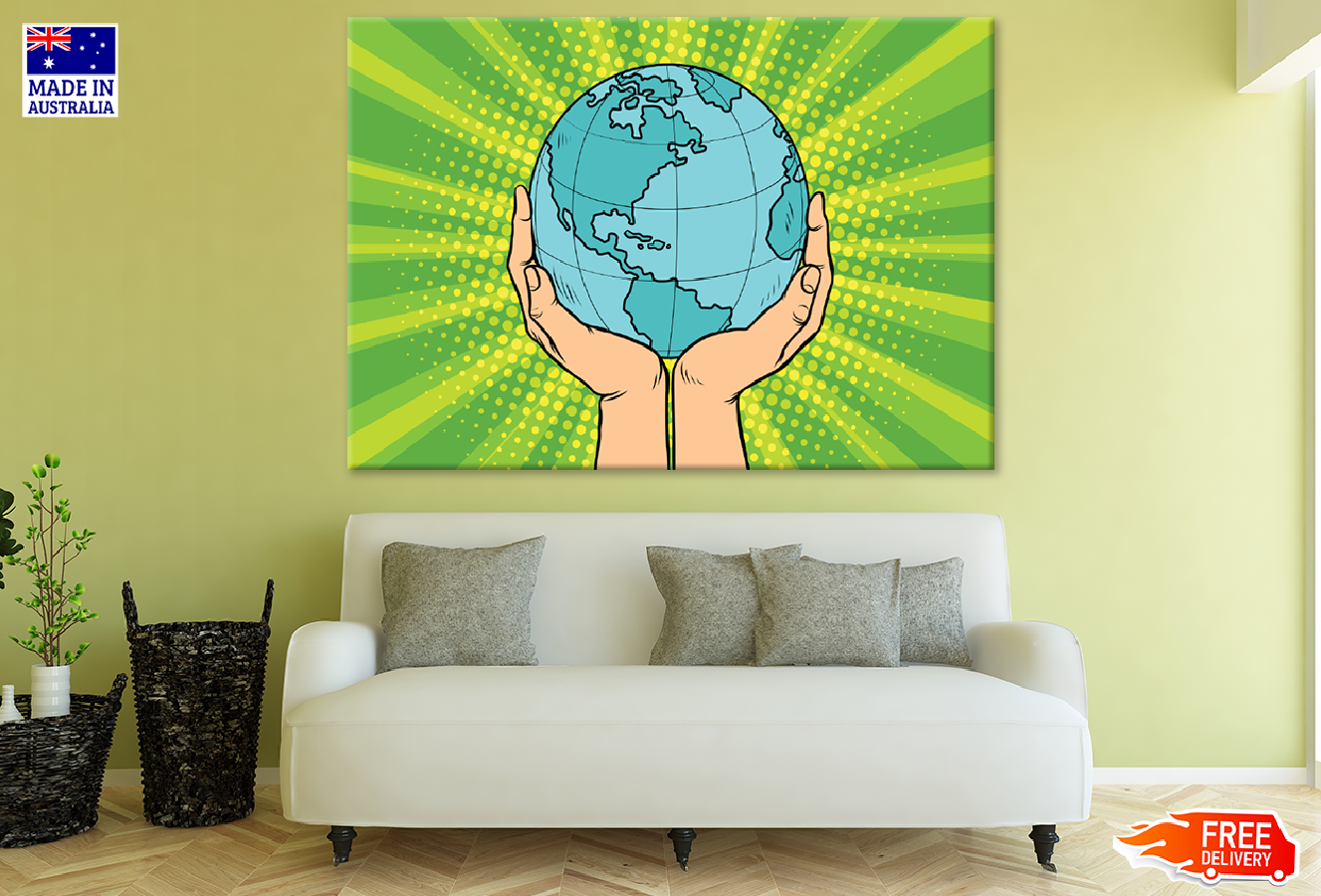 Globe on Hands Illustration Print 100% Australian Made