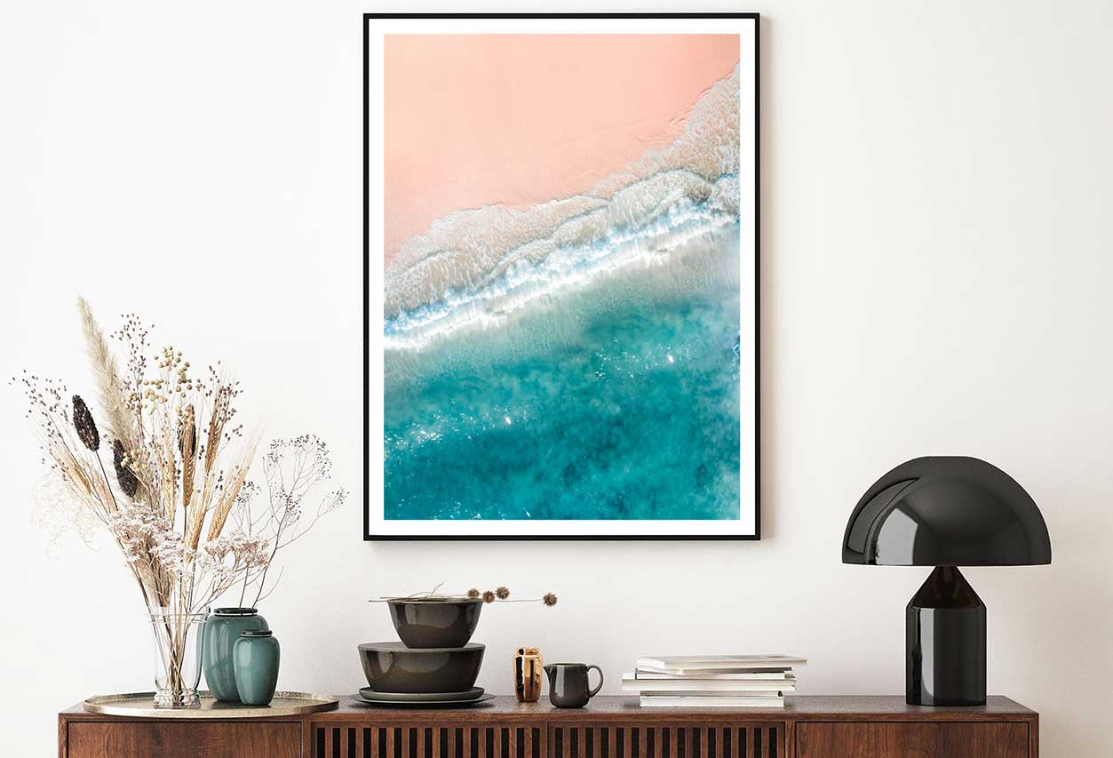 Clear Green Sea Waves on Sand View Photograph Home Decor Premium Quality Poster Print Choose Your Sizes
