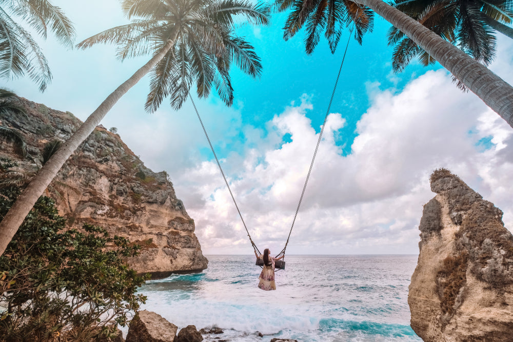 Girl on a Swing at Beach Photograph Print 100% Australian Made