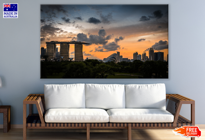 Singapore City and Marina bay Of Sunset In the Evening Print 100% Australian Made