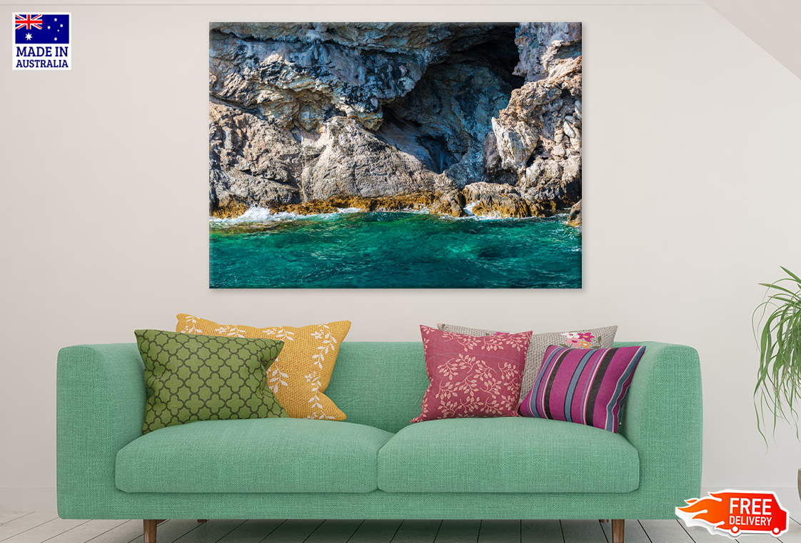 Rock Cave On Sea View Print 100% Australian Made