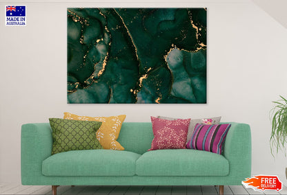 Dark Green & Gold Abstract Design Print 100% Australian Made