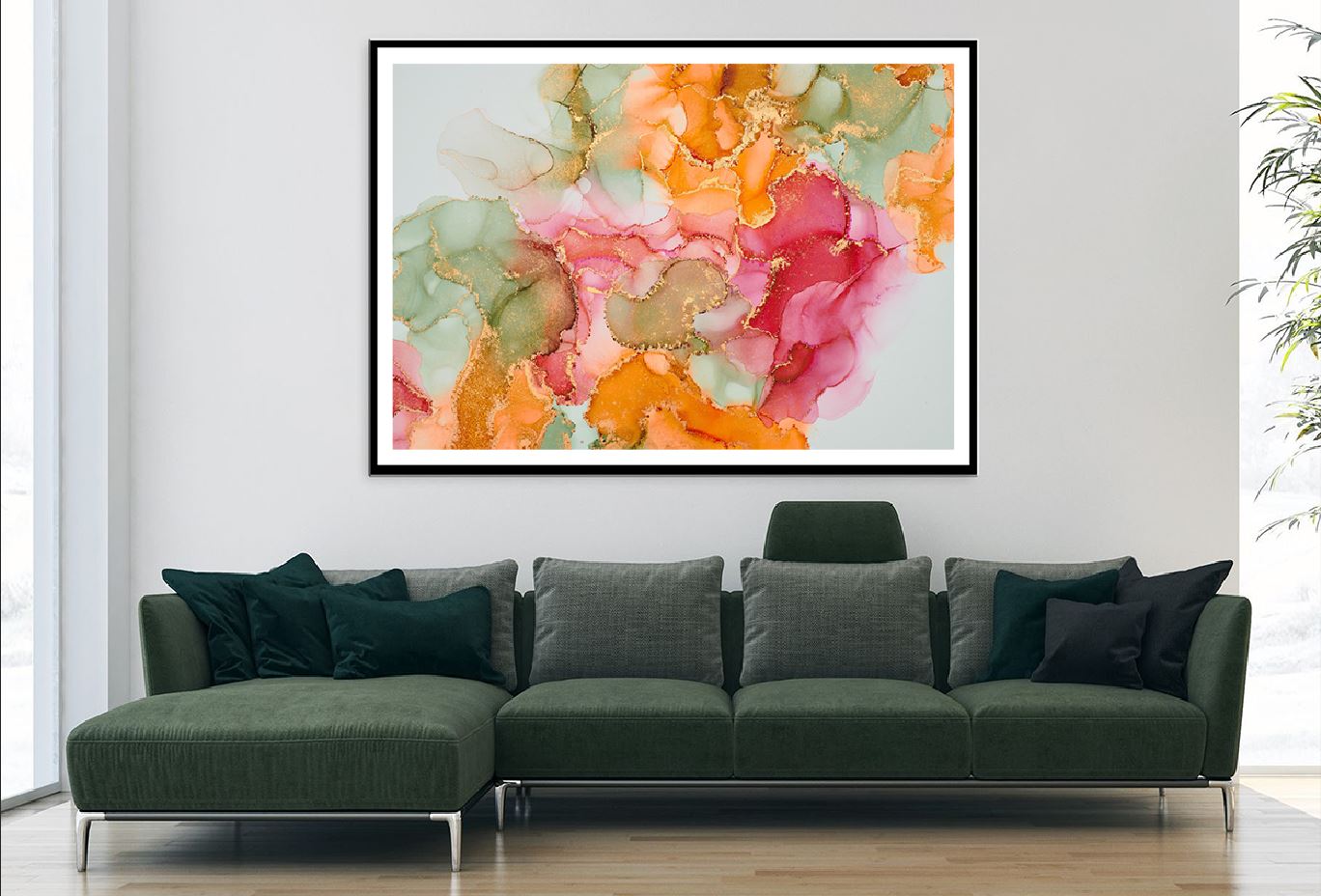 Pink Orange & Green Gold Abstract Design Home Decor Premium Quality Poster Print Choose Your Sizes