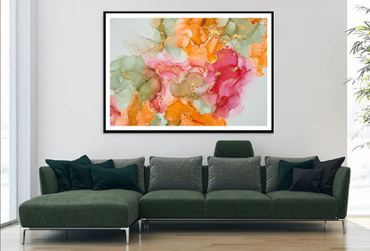 Pink Orange & Green Gold Abstract Design Home Decor Premium Quality Poster Print Choose Your Sizes