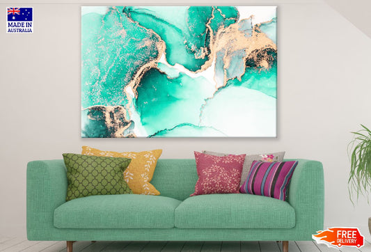 Green Gold & White Abstract Design Print 100% Australian Made