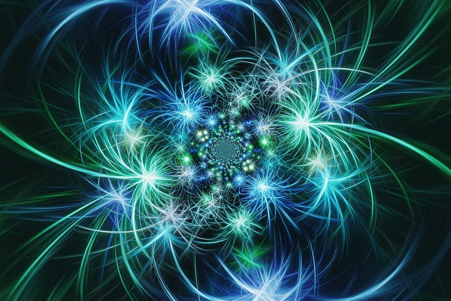 Green & Blue Curve Lines Digital Abstract Design Print 100% Australian Made