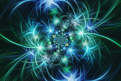 Green & Blue Curve Lines Digital Abstract Design Print 100% Australian Made