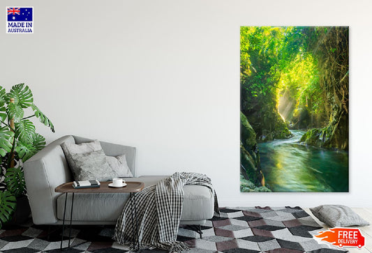 Waterfall in Forest Scenery View Photograph Print 100% Australian Made