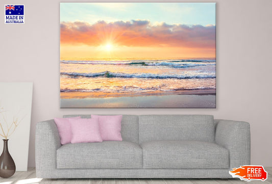 Ocean Wave on the Beach at Sunset Time Photograph Print 100% Australian Made