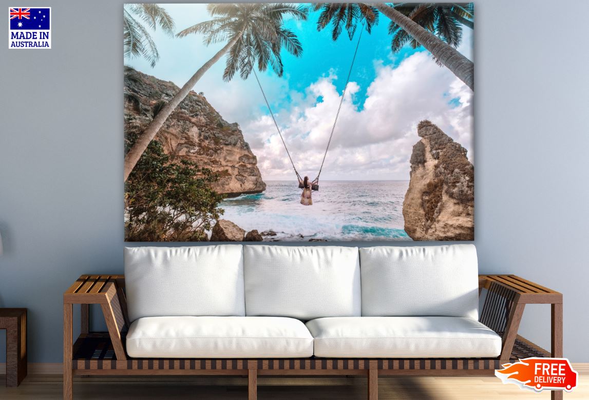 Girl on a Swing at Beach Photograph Print 100% Australian Made