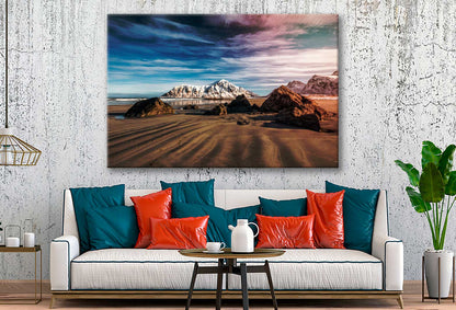Bella Home Snow Mountains near Sea Sunset Print Canvas Ready to hang