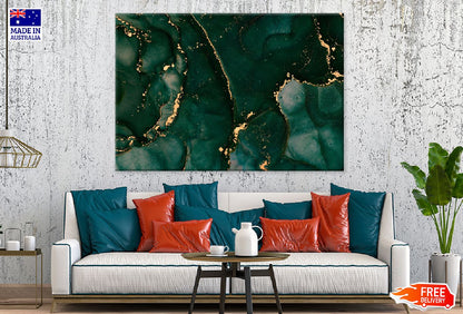 Dark Green & Gold Abstract Design Print 100% Australian Made