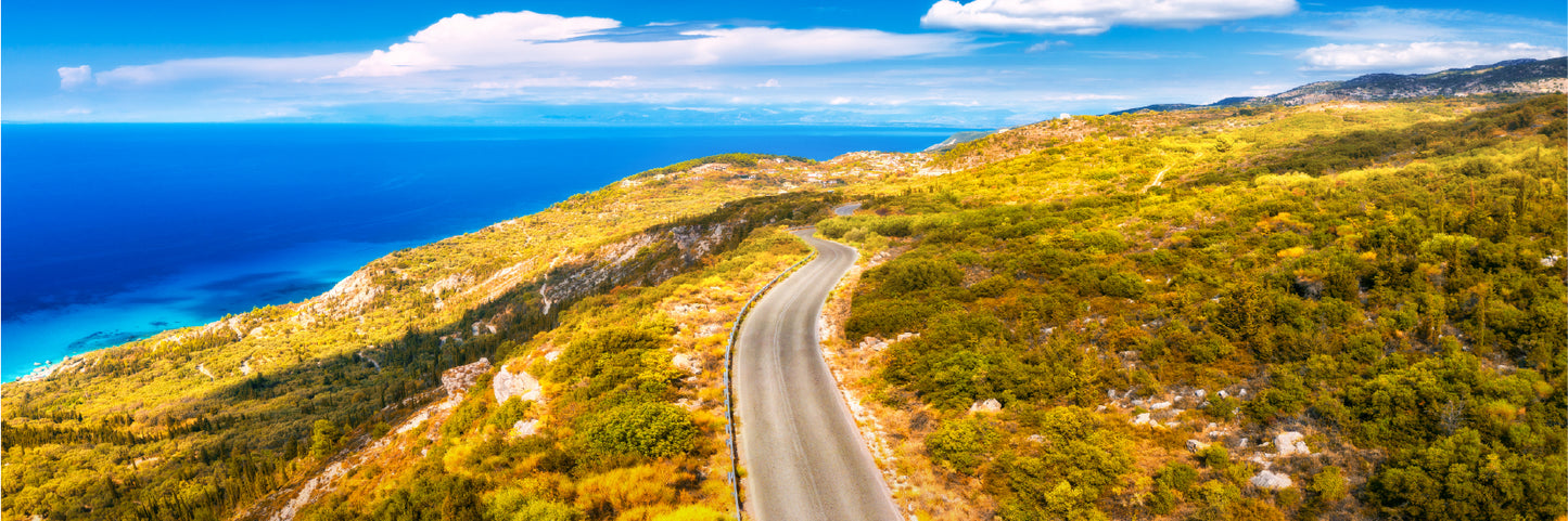 Panoramic Canvas Road Mountain Hill View Photograph High Quality 100% Australian Made Wall Canvas Print Ready to Hang