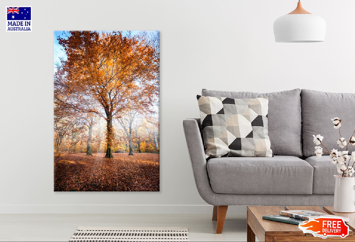 Autumn Orange Tree Sunrise View Photograph Print 100% Australian Made