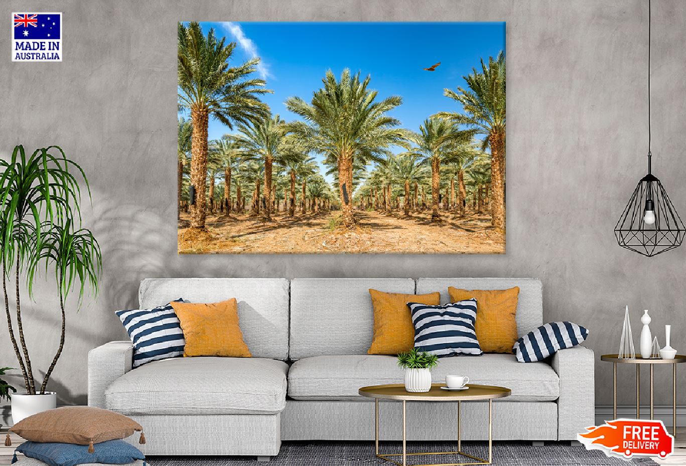 Date Palm Trees & Blue Sky View Photograph Print 100% Australian Made