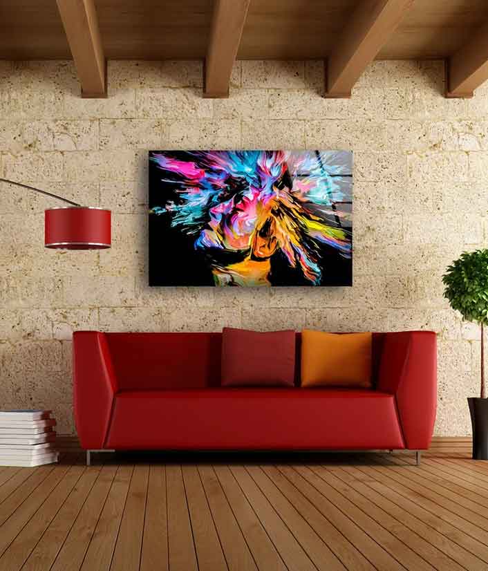 Man & Abstract Painting Design Acrylic Glass Print Tempered Glass Wall Art 100% Made in Australia Ready to Hang