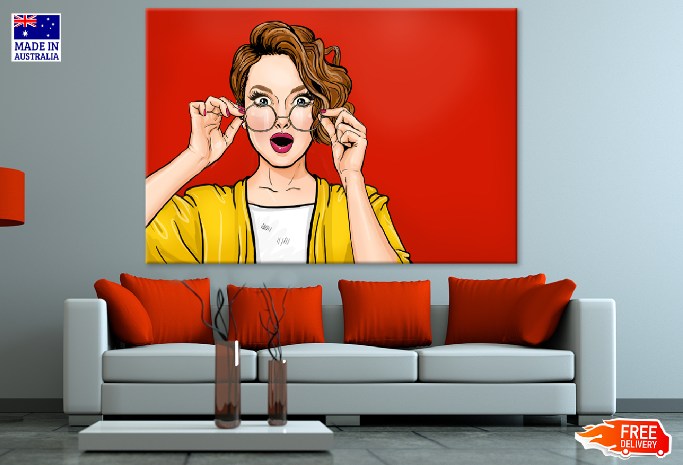 Surprised Lady with Glasses Illustration Print 100% Australian Made