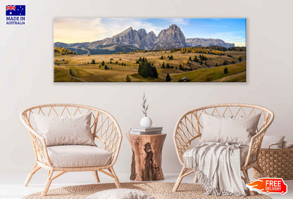 Panoramic Canvas Mountain & Hill View Scenery Photograph High Quality 100% Australian Made Wall Canvas Print Ready to Hang