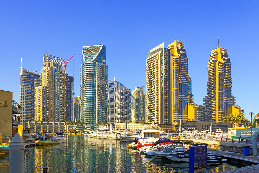 Marina City Walk View Photograph Dubai Print 100% Australian Made