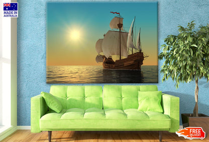 Ship on Beach at Sunset Photograph Print 100% Australian Made