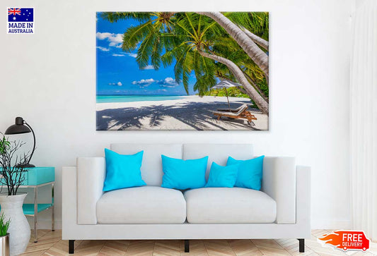 Loungers Umbrella with Palm Trees & Sea Photograph Print 100% Australian Made