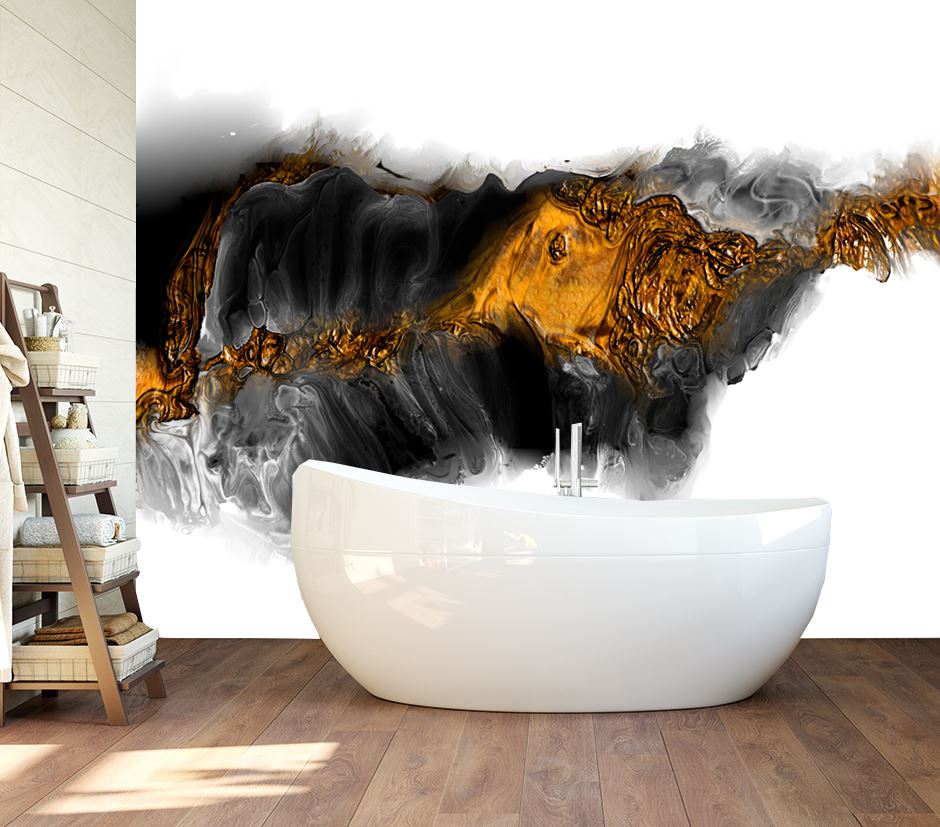 Wallpaper Murals Peel and Stick Removable Black & Gold Abstract Design High Quality