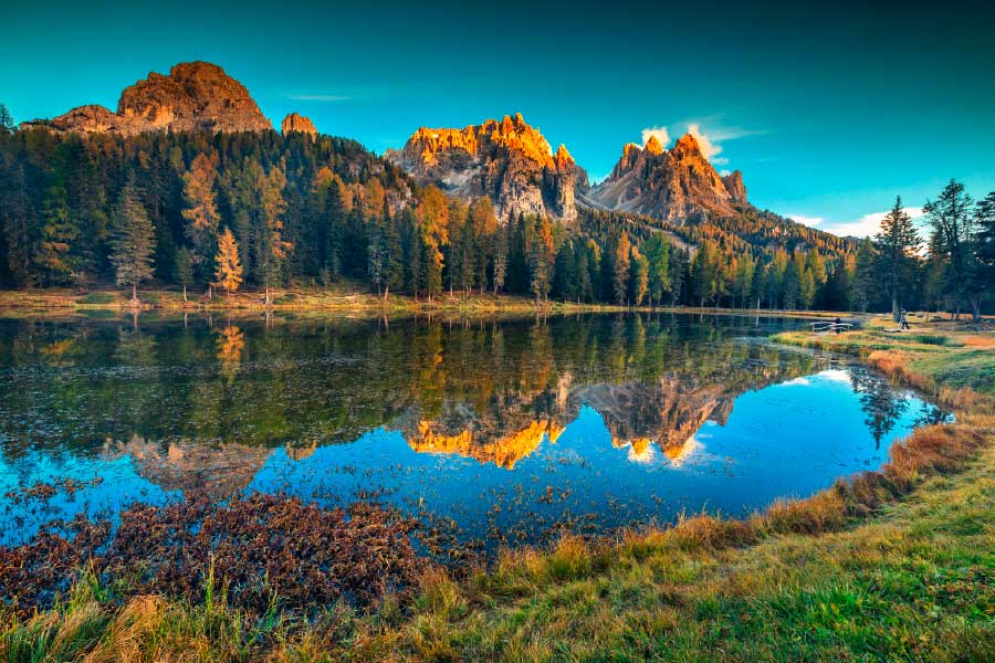 Bella Home Autumn Landscape in Antorno Lake Print Canvas Ready to hang