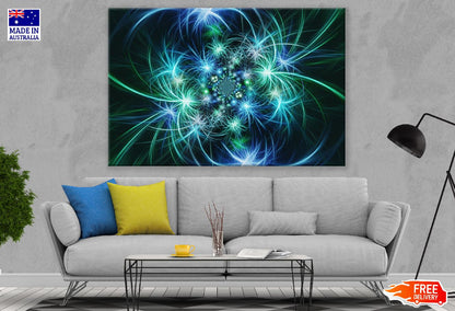 Green & Blue Curve Lines Digital Abstract Design Print 100% Australian Made
