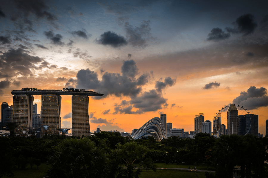 Singapore City and Marina bay Of Sunset In the Evening Print 100% Australian Made